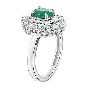 Luxoro Premium Kagem Zambian Emerald and G-H I1 Diamond 1.55 ctw Ring in 14K White Gold (Size 10.0) (Del. in 10-12 Days)