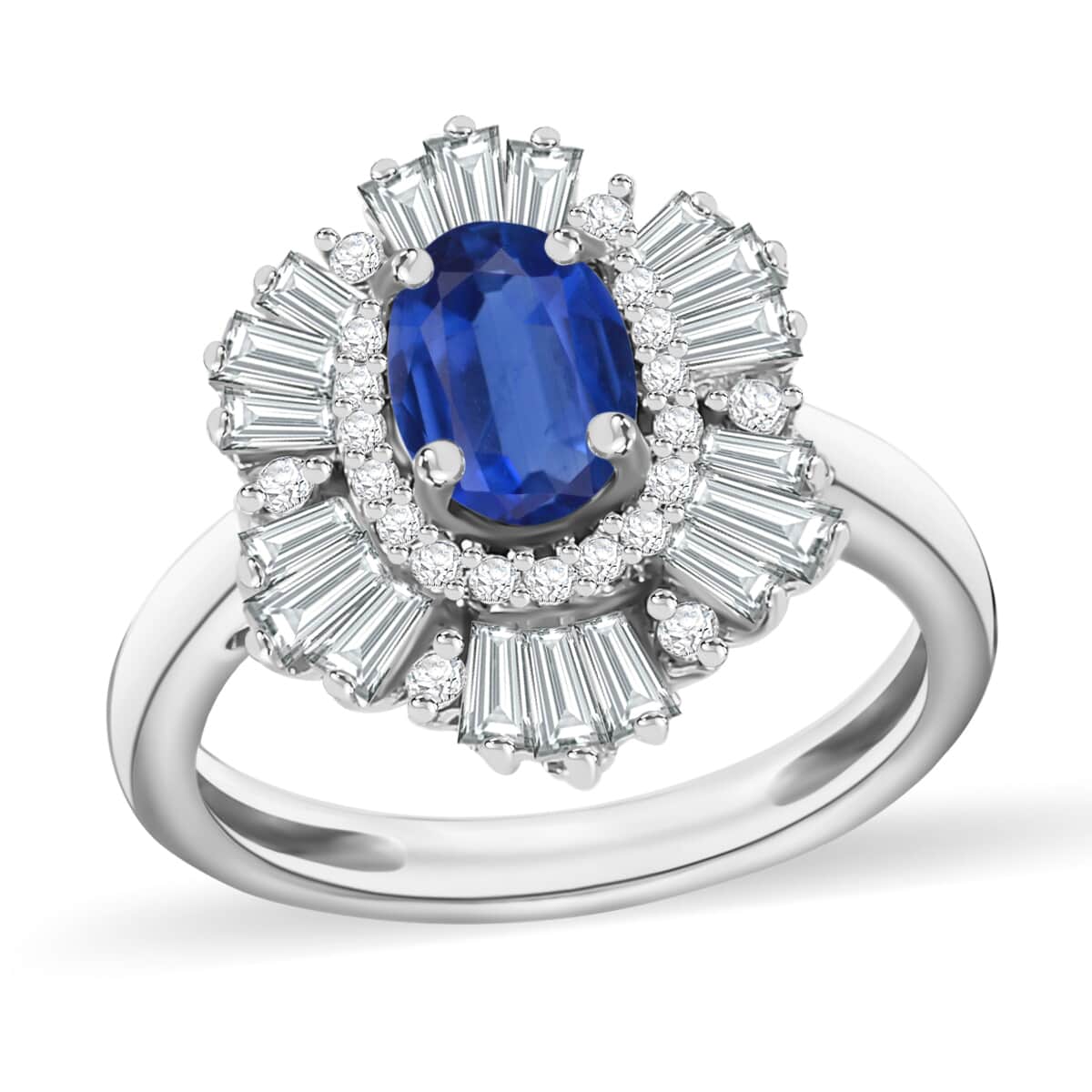 Luxoro Premium Kanchanaburi Blue Sapphire and G-H I1 Diamond 1.75 ctw Ring in 14K White Gold image number 0