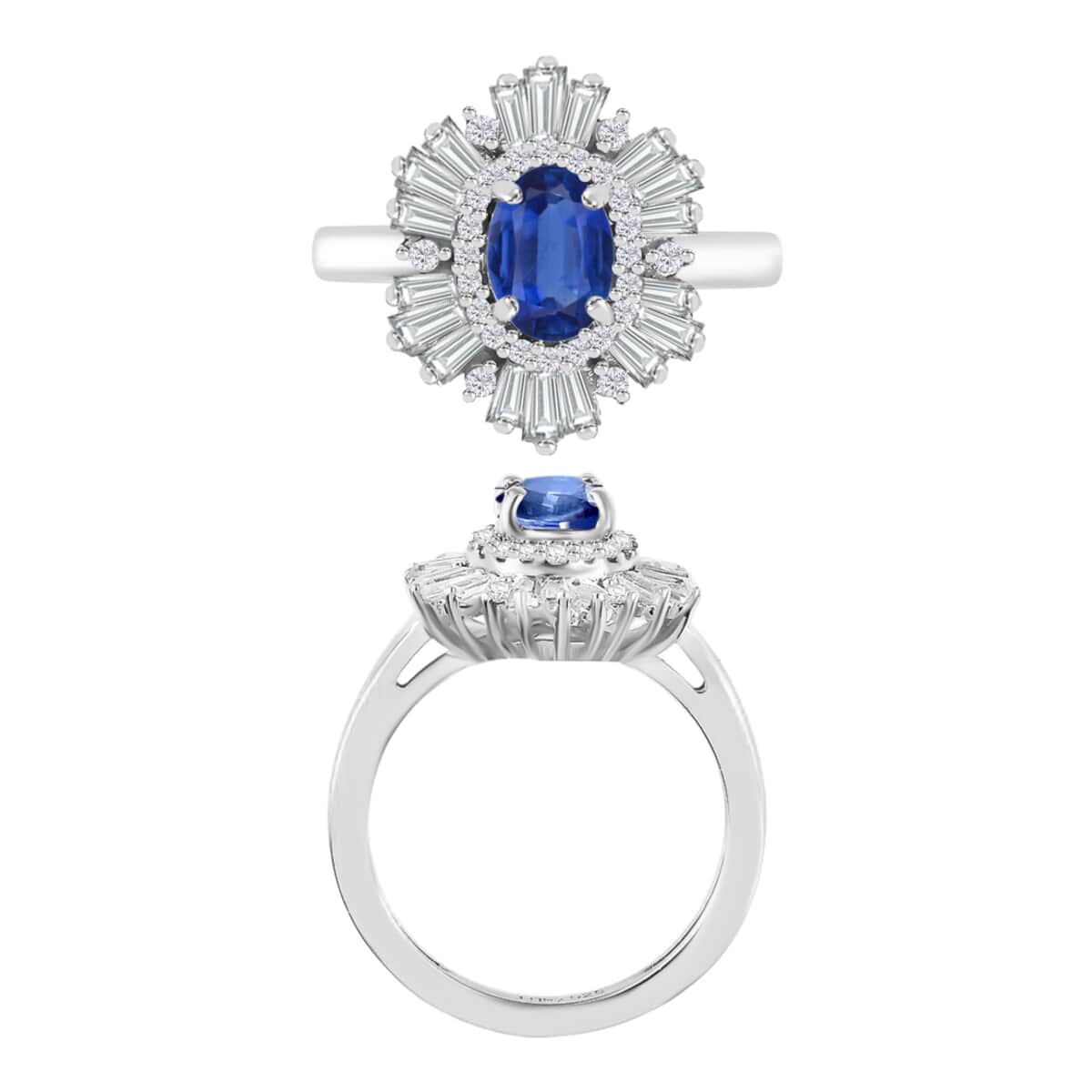 Luxoro Premium Kanchanaburi Blue Sapphire and G-H I1 Diamond 1.75 ctw Ring in 14K White Gold image number 3