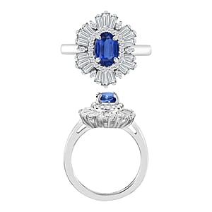Luxoro Premium Kanchanaburi Blue Sapphire and G-H I1 Diamond 1.75 ctw Ring in 14K White Gold (Size 10.0) (Del. in 10-12 Days)