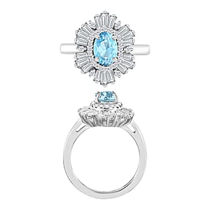 Luxoro Premium Mangoro Aquamarine and G-H I1 Diamond 1.60 ctw Ring in 14K White Gold (Size 10.0) (Del. in 10-12 Days)