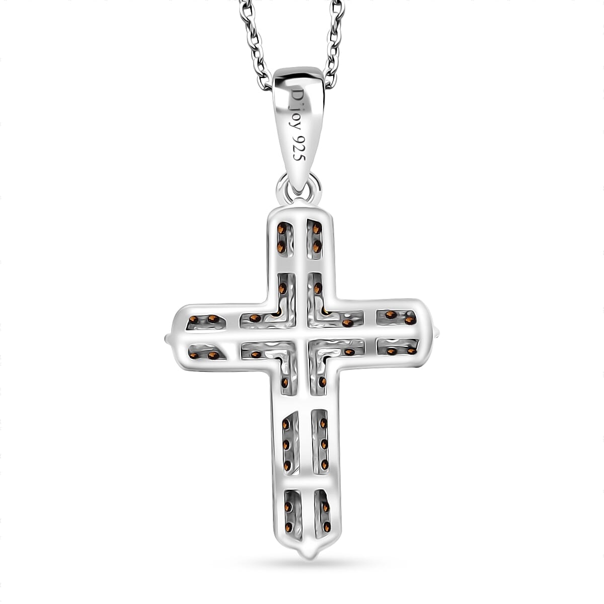 Red Diamond 0.50 ctw Cross Pendant in Platinum Over Sterling Silver image number 3