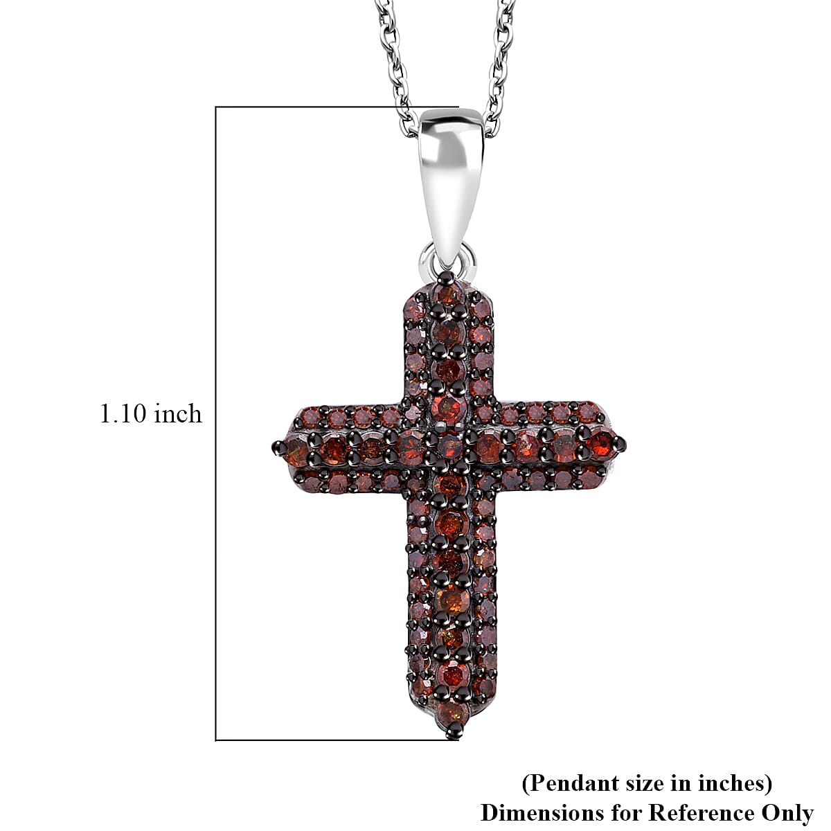Red Diamond 0.50 ctw Cross Pendant in Platinum Over Sterling Silver image number 5