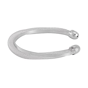 Sparkly White Austrian Crystal Infinity Cuff Bracelet in Silvertone (Size 7.00 In)