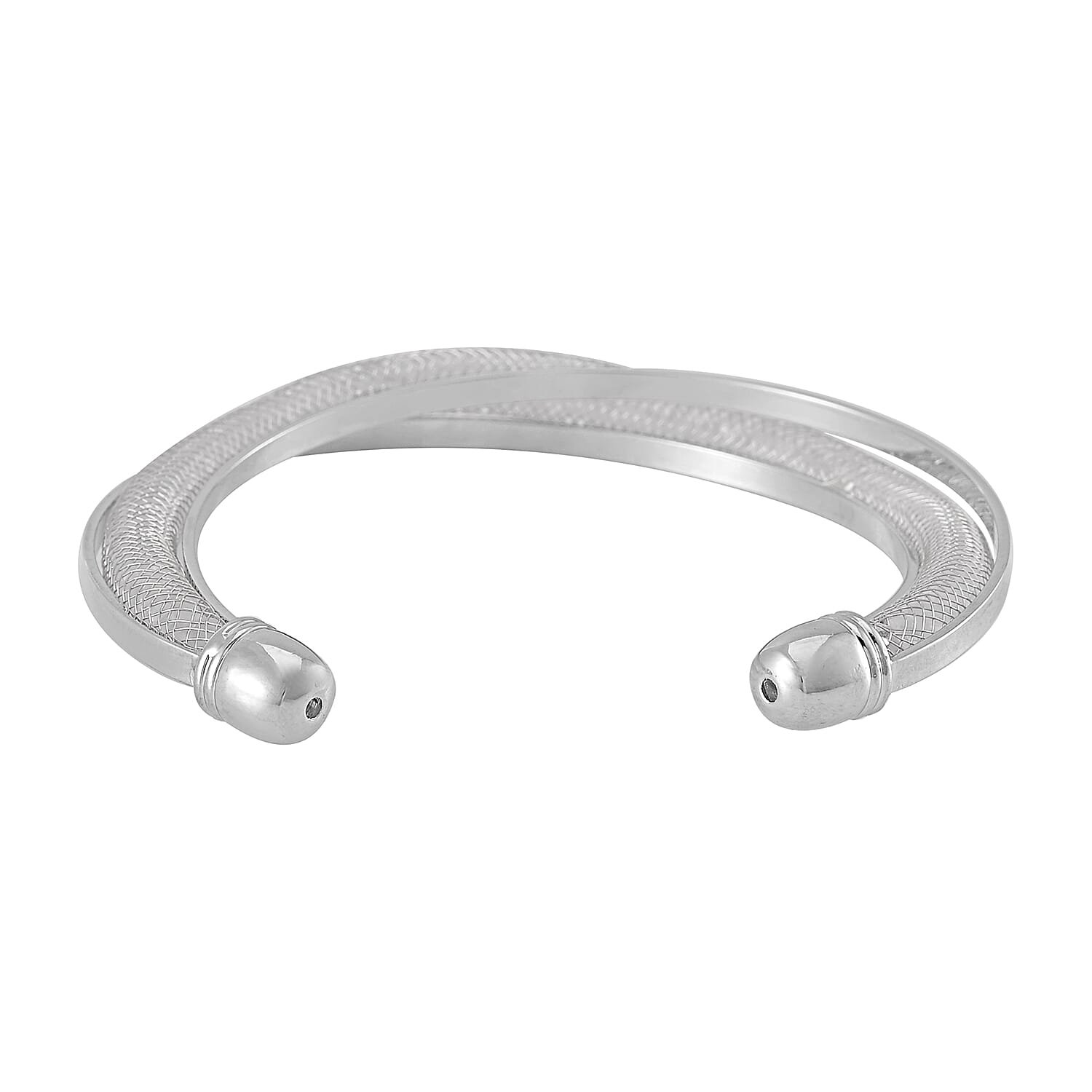 Sparkly White Austrian Crystal Infinity Cuff Bracelet in Silvertone (Size 7.00 In)