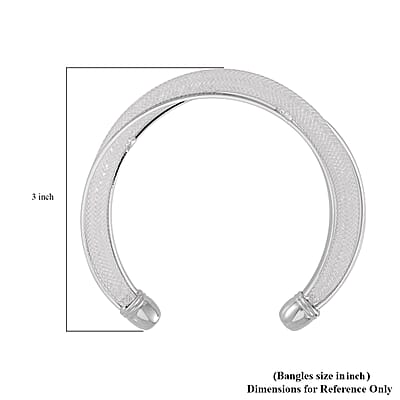Sparkly White Austrian Crystal Infinity Cuff Bracelet in Silvertone (Size 7.00 In)