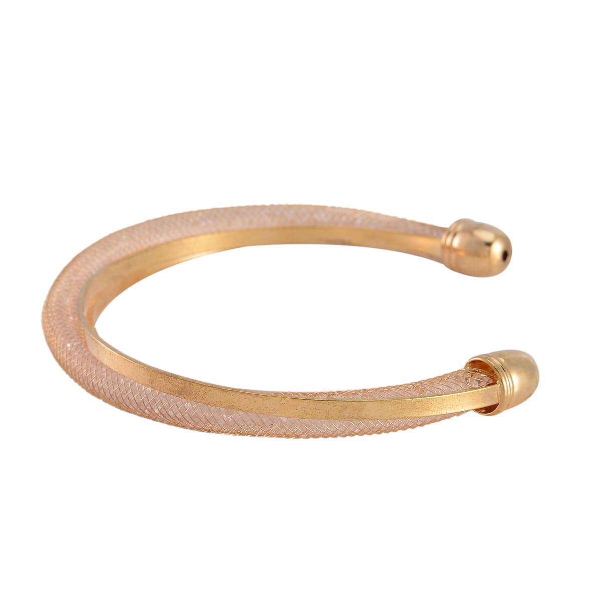 Sparkly White Austrian Crystal Infinity Cuff Bracelet (7.00 In) in Goldtone image number 2