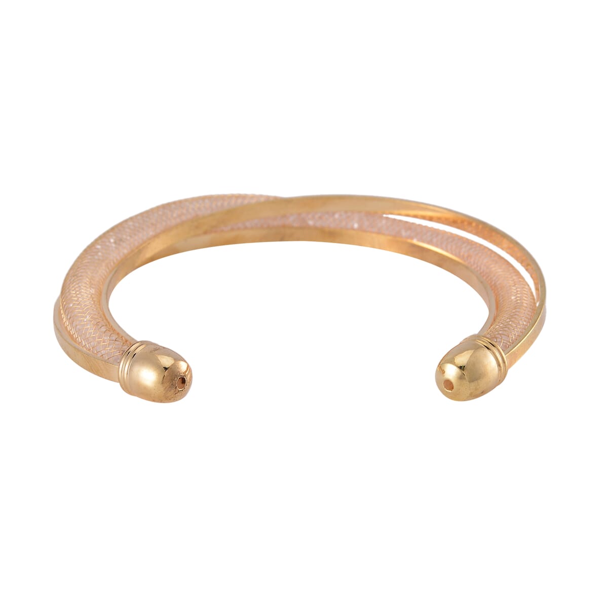 Sparkly White Austrian Crystal Infinity Cuff Bracelet (7.00 In) in Goldtone image number 3
