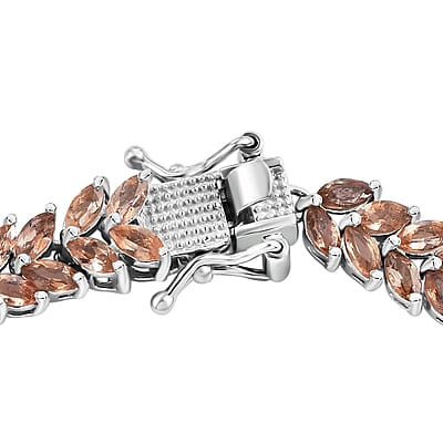 D'Joy Jenipapo Andalusite 9.75 ctw Fern Leaf Bracelet in Rhodium Over Sterling Silver (7.25 In)