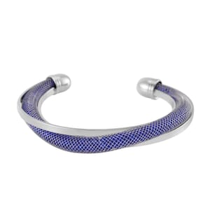 Sparkly Blue Austrian Crystal Infinity Cuff Bracelet (7.00 In) in Silvertone
