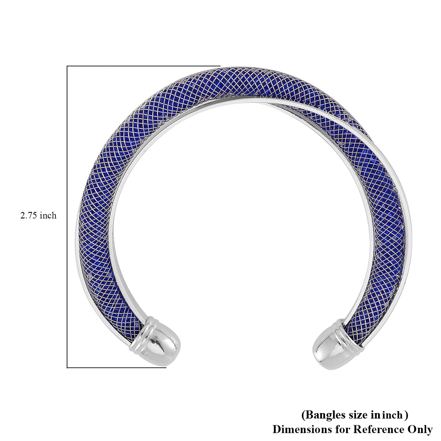 Sparkly Blue Austrian Crystal Infinity Cuff Bracelet in Silvertone (Size 7.00 In)