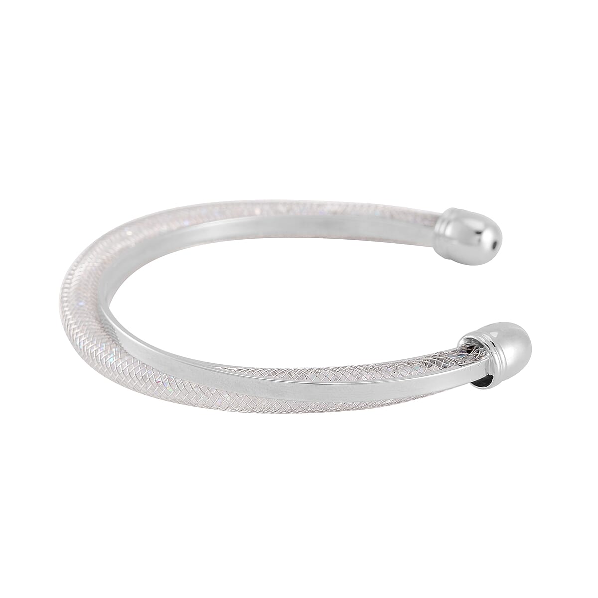 Doorbuster Sparkly Aurora Borealis Austrian Crystal Infinity Cuff Bracelet (7.00 In) in Silvertone image number 2