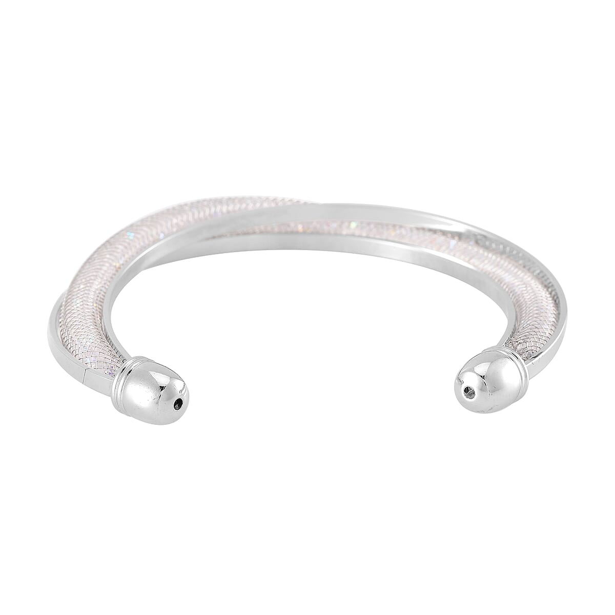 Doorbuster Sparkly Aurora Borealis Austrian Crystal Infinity Cuff Bracelet (7.00 In) in Silvertone image number 3