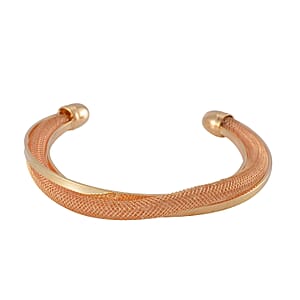 Sparkly Champagne Austrian Crystal Infinity Cuff Bracelet (7.00 In) in Rosetone