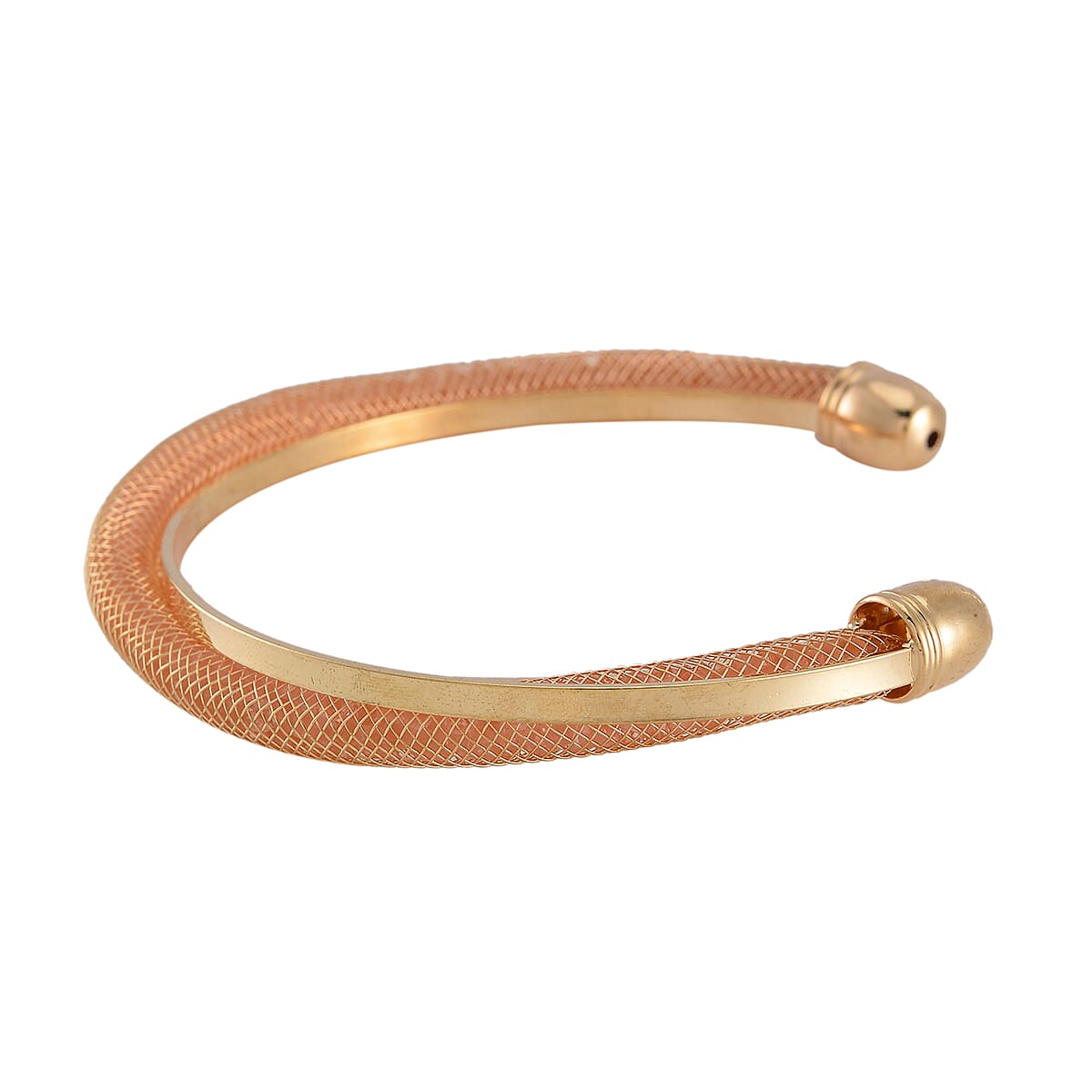 Sparkly Champagne Austrian Crystal Infinity Cuff Bracelet (7.00 In) in Rosetone image number 2