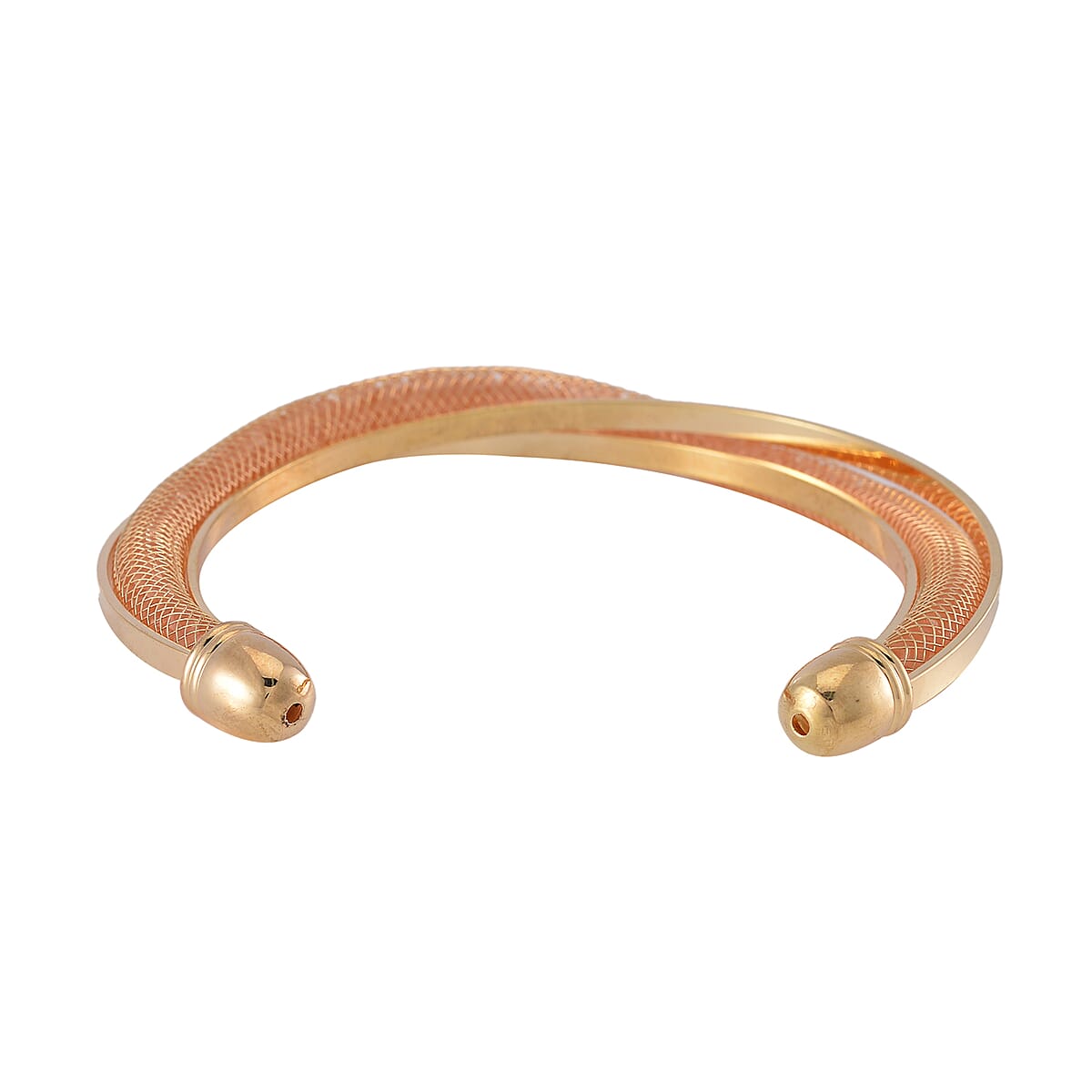 Sparkly Champagne Austrian Crystal Infinity Cuff Bracelet (7.00 In) in Rosetone image number 3