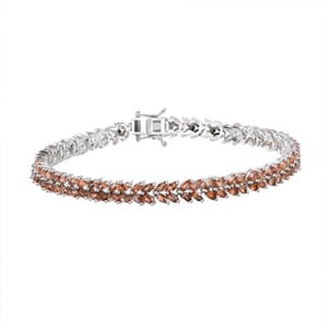 Jenipapo Andalusite 10.10 ctw Fern Leaf Bracelet in Rhodium Over Sterling Silver (8.00 In)