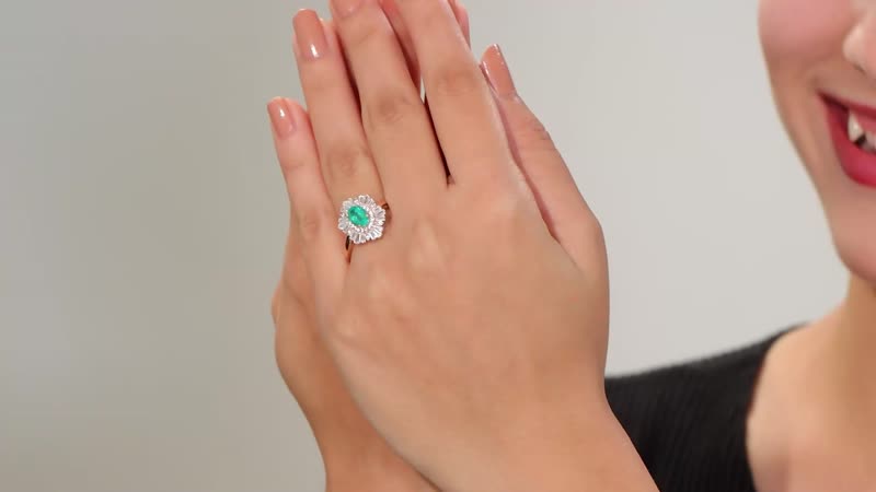 Luxoro Premium Kagem Zambian Emerald and G-H I1 Diamond 1.55 ctw Ring in 14K White Gold