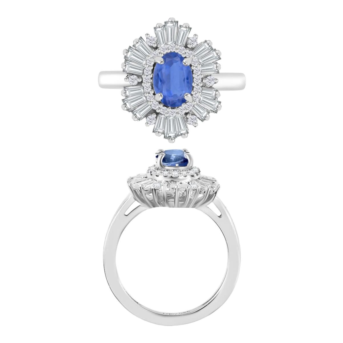 Luxoro Premium Kanchanaburi Blue Sapphire and G-H I1 Diamond Ring in 14K White Gold (Size 10.0) 1.75 ctw image number 3