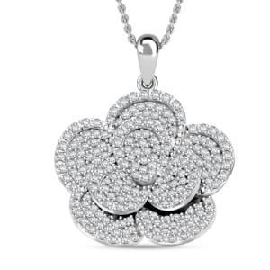 Diamond 1.00 ctw Enchanted Bloom Pendant without Chain in Platinum Over Sterling Silver