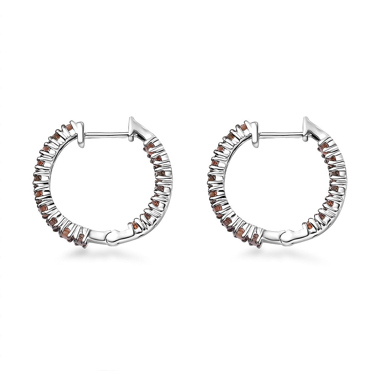 D'Joy Jenipapo Andalusite 1.40 ctw Inside Out Hoop Earrings in Rhodium Over Sterling Silver