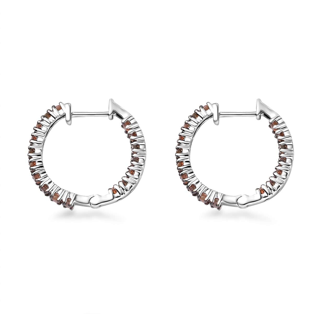 Jenipapo Andalusite 1.40 ctw Inside Out Hoop Earrings in Rhodium Over Sterling Silver image number 3