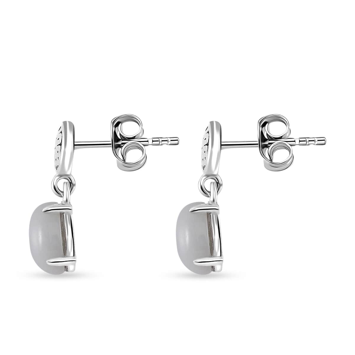 Natural Jade 3.65 ctw Fu Happiness Earrings in Rhodium Over Sterling Silver image number 3