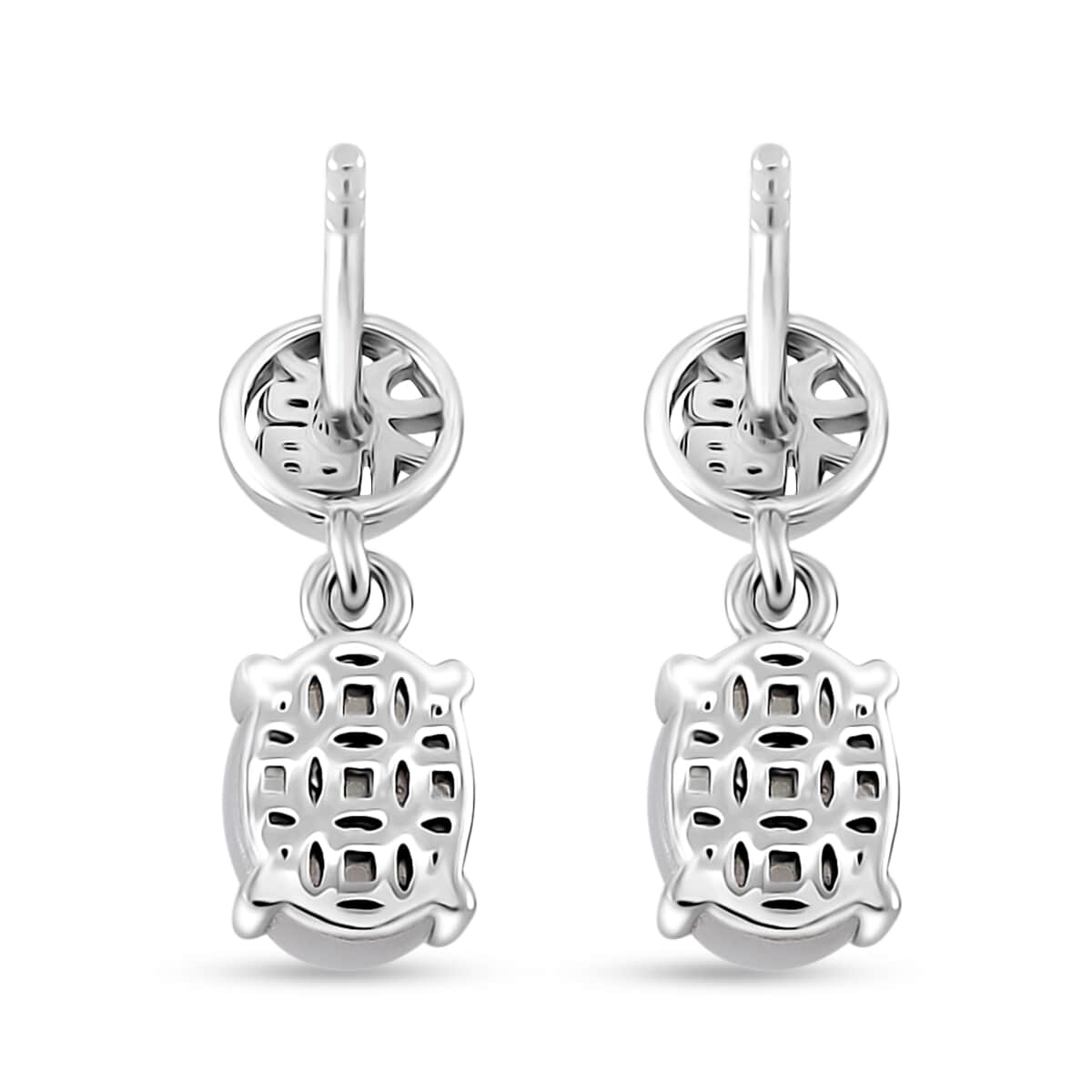 Natural Jade 3.65 ctw Fu Happiness Earrings in Rhodium Over Sterling Silver image number 4