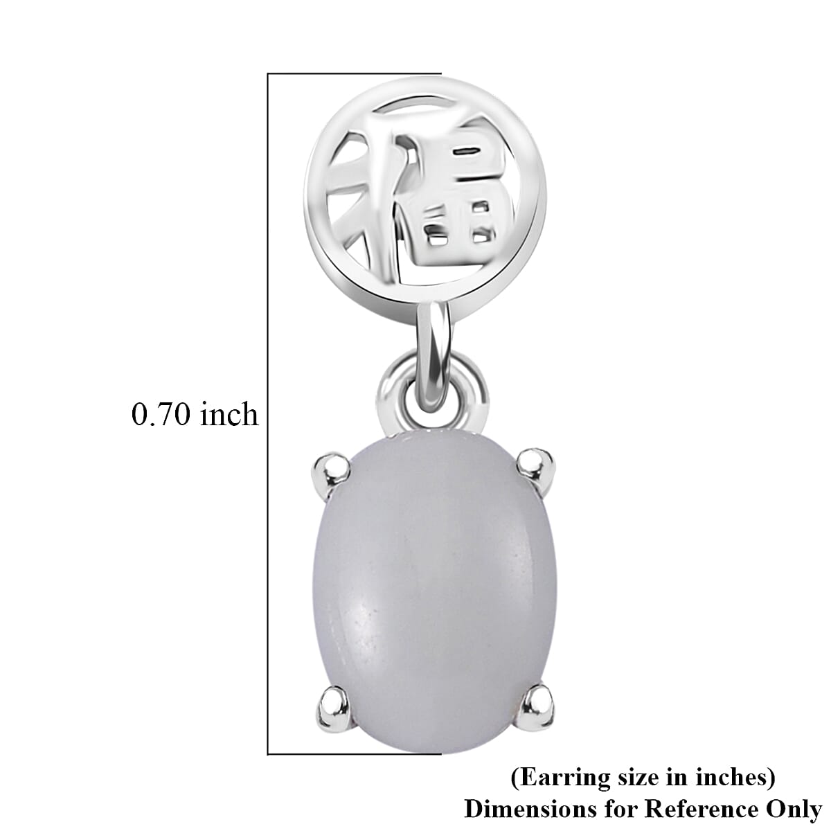 Natural Jade 3.65 ctw Fu Happiness Earrings in Rhodium Over Sterling Silver