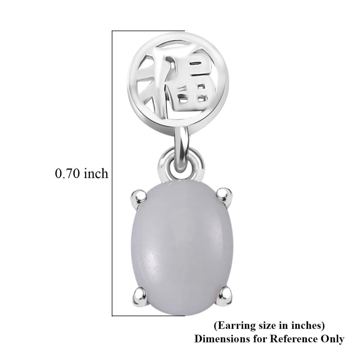 Natural Jade 3.65 ctw Fu Happiness Earrings in Rhodium Over Sterling Silver image number 5