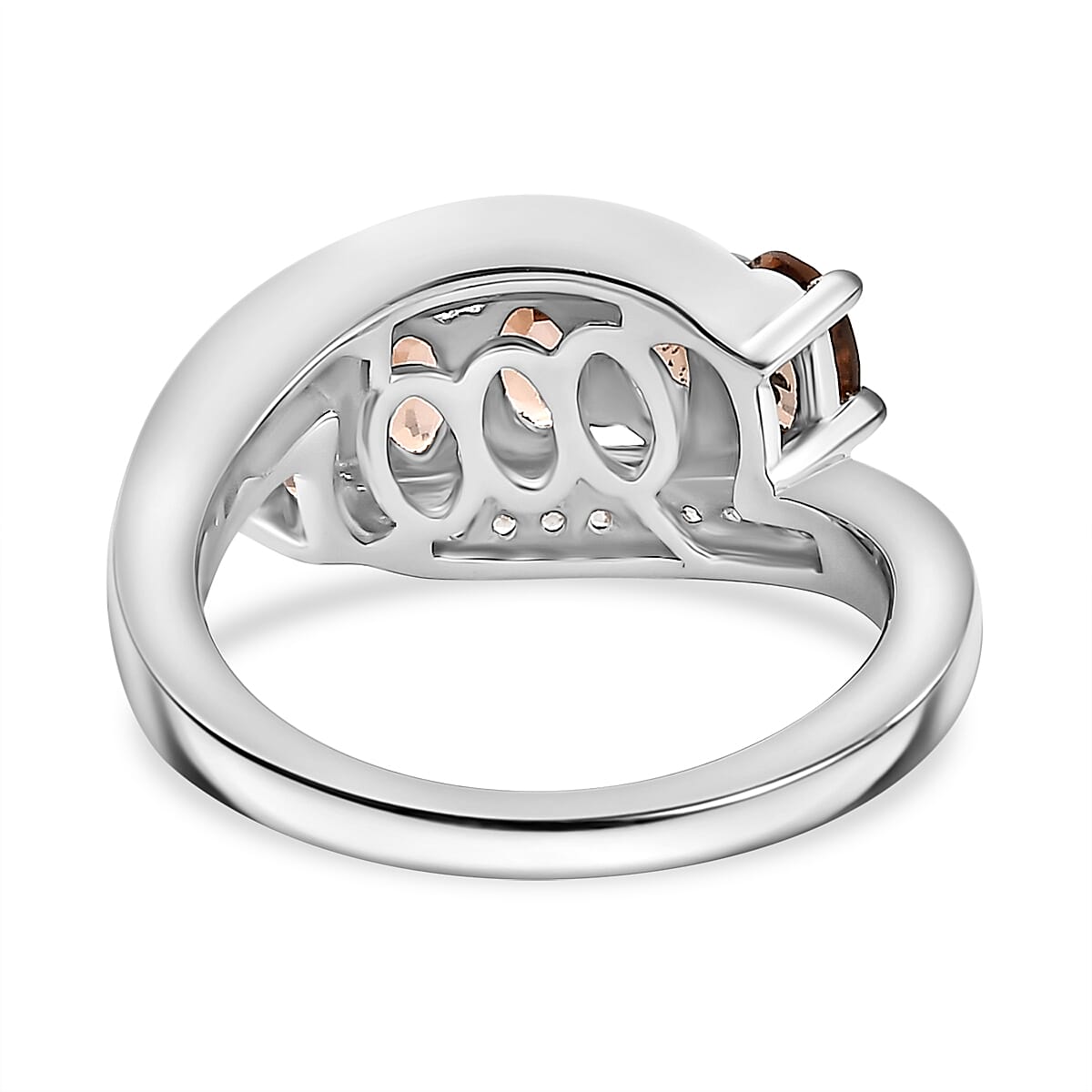 Jenipapo Andalusite and White Zircon 1.50 ctw Bypass Ring in Rhodium Over Sterling Silver (Size 6.0) image number 4