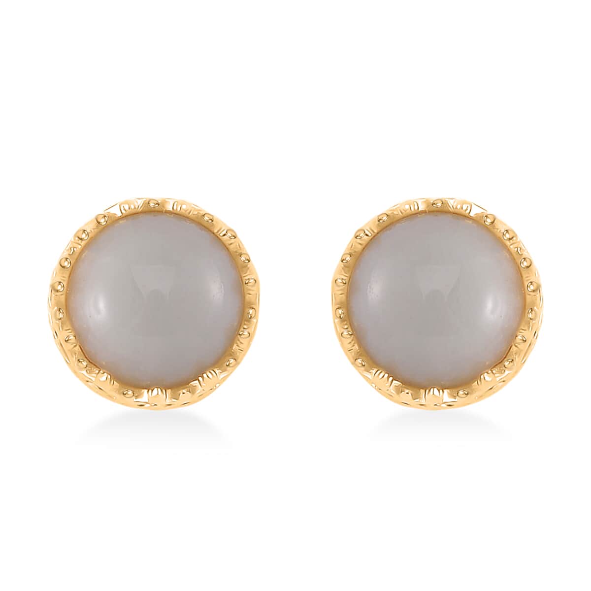 Natural Jade 5.90 ctw Solitaire Stud Earrings in 18K Vermeil Yellow Gold Over Sterling Silver image number 0