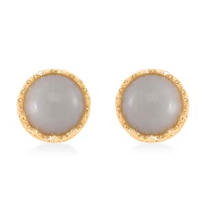 Natural Jade 5.90 ctw Solitaire Stud Earrings in 18K Vermeil Yellow Gold Over Sterling Silver