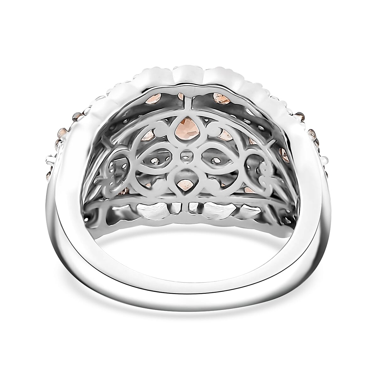 Jenipapo Andalusite and White Zircon 2.00 ctw Earthen Cascade Ring in Rhodium Over Sterling Silver (Size 10.0)