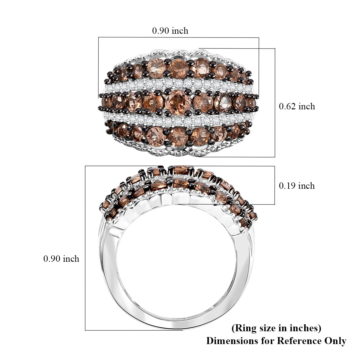 Jenipapo Andalusite and White Zircon 2.00 ctw Earthen Cascade Ring in Rhodium Over Sterling Silver (Size 9.0) image number 5