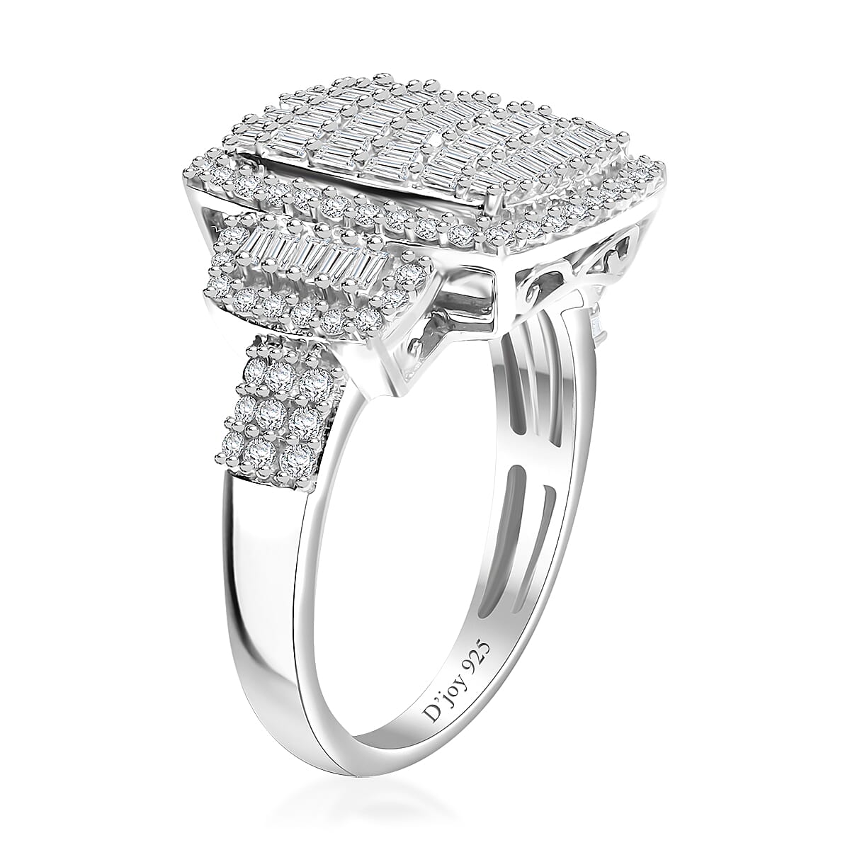 White Diamond 1.00 ctw Radiant Tapestry Ring in Platinum Over Sterling Silver (Size 10.0) image number 2