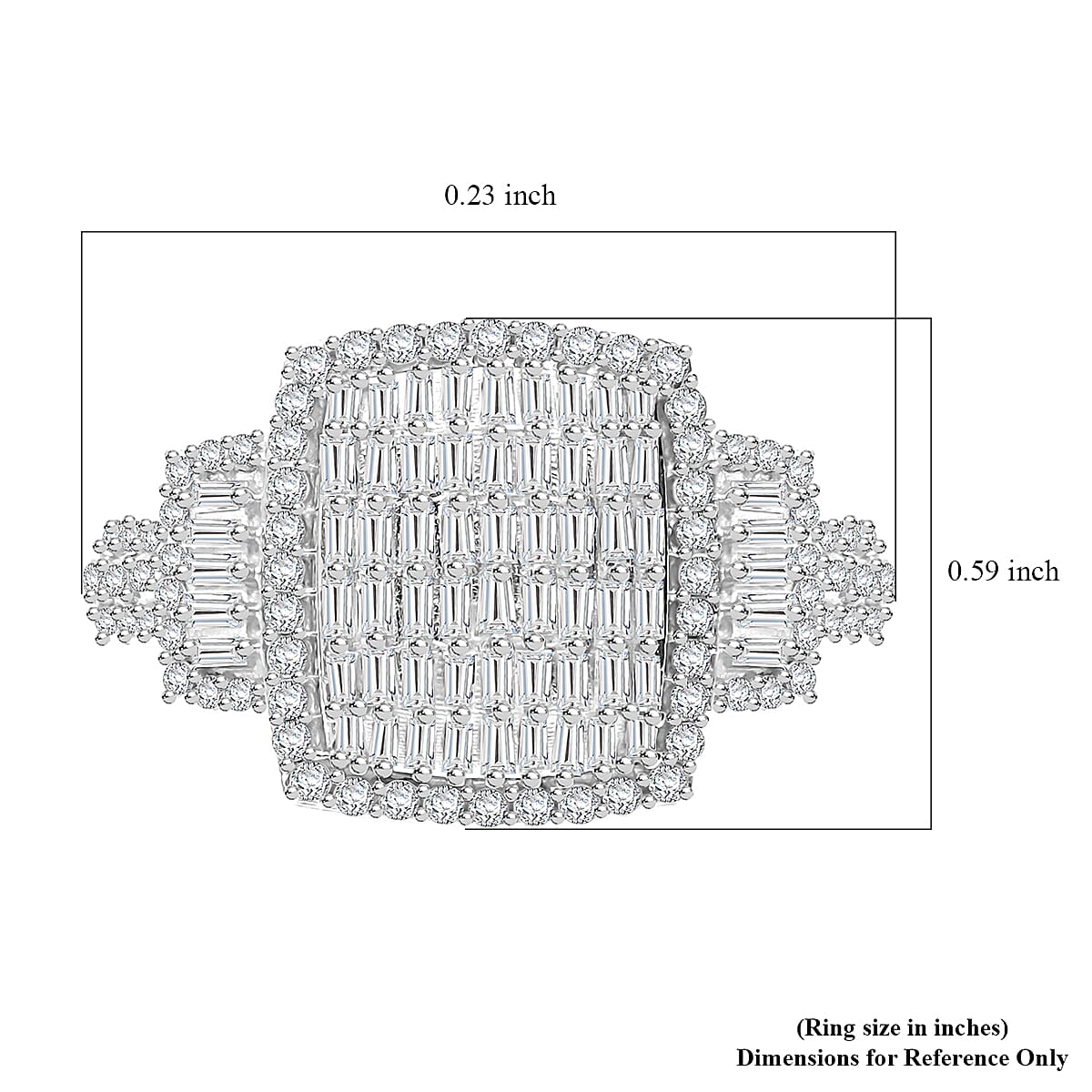 White Diamond 1.00 ctw Radiant Tapestry Ring in Platinum Over Sterling Silver (Size 10.0) image number 4
