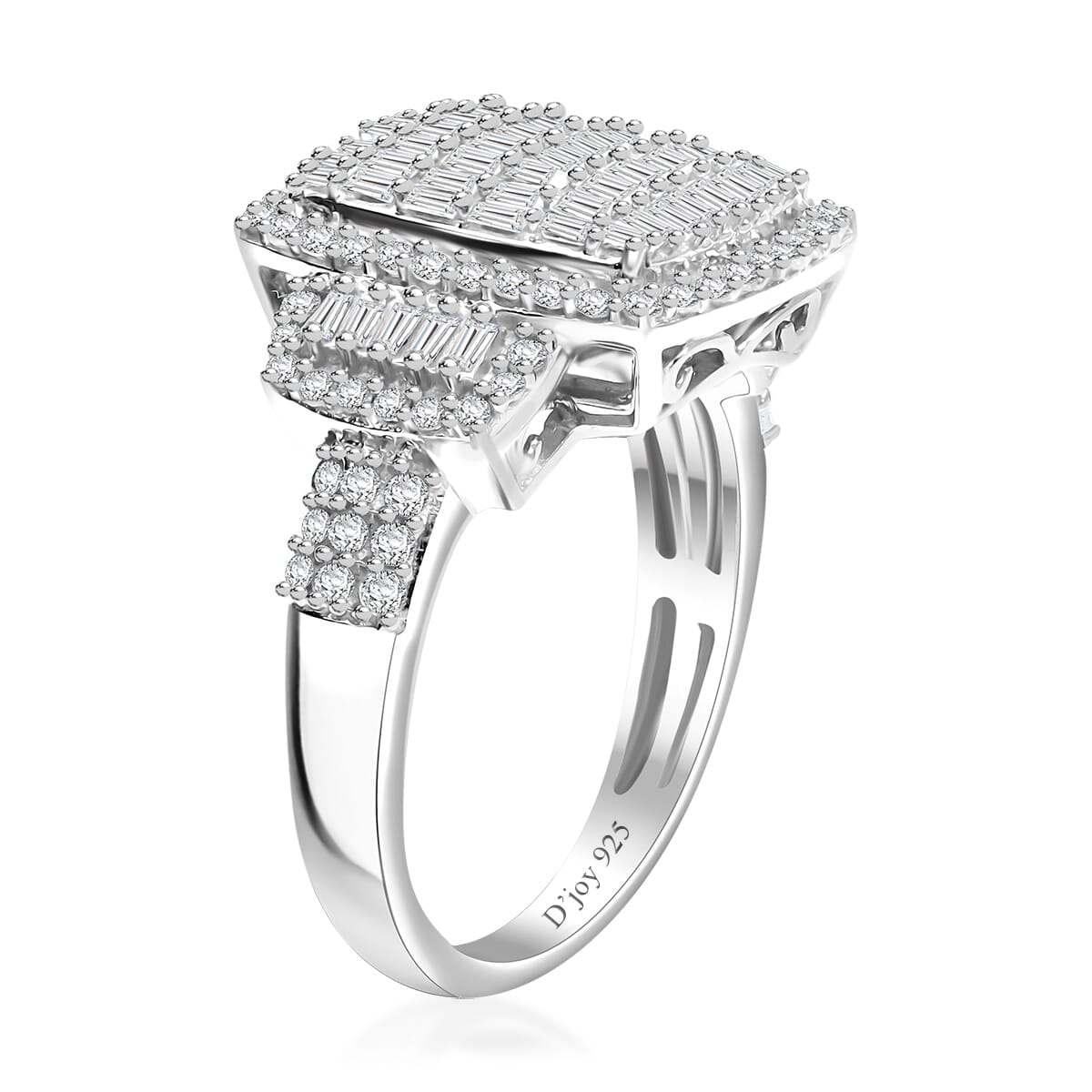 White Diamond 1.00 ctw Radiant Tapestry Ring in Platinum Over Sterling Silver (Size 6.0) image number 2