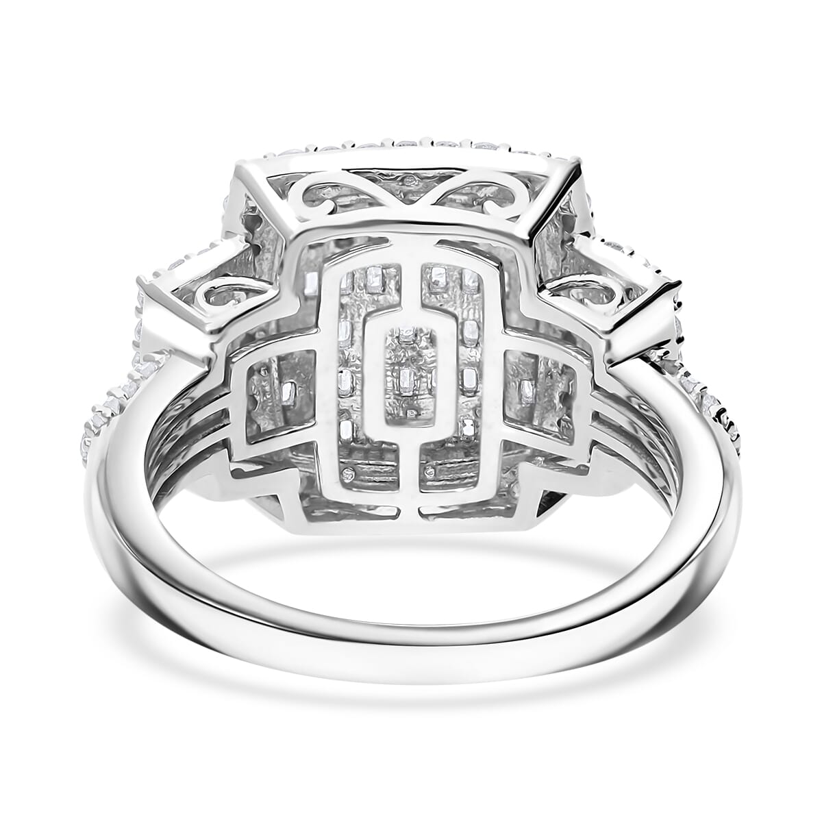 White Diamond 1.00 ctw Radiant Tapestry Ring in Platinum Over Sterling Silver (Size 6.0) image number 3