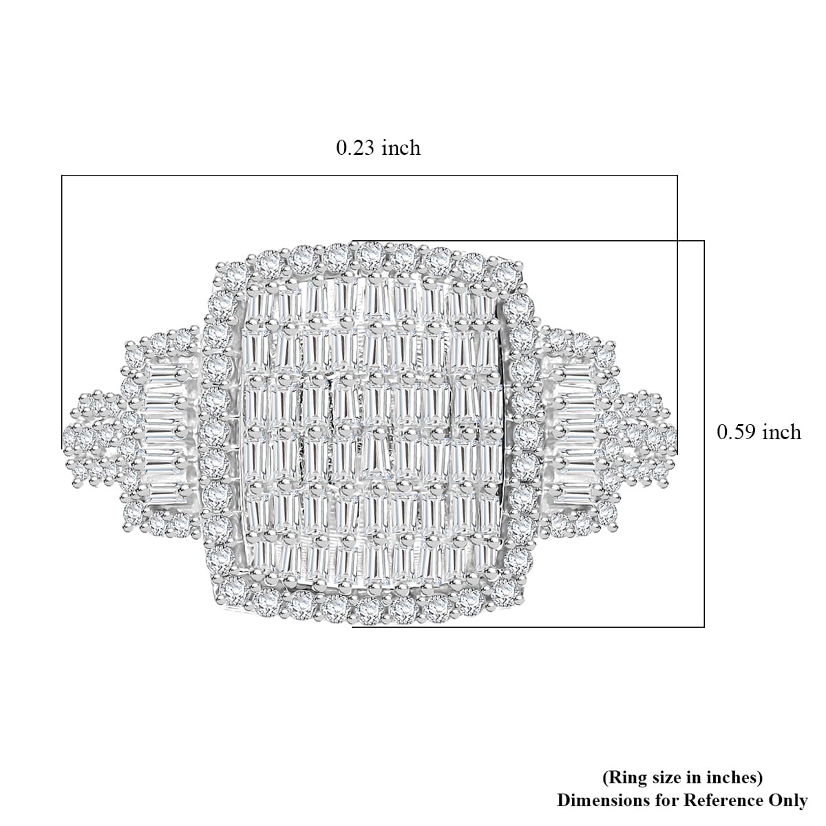 White Diamond 1.00 ctw Radiant Tapestry Ring in Platinum Over Sterling Silver (Size 6.0) image number 4