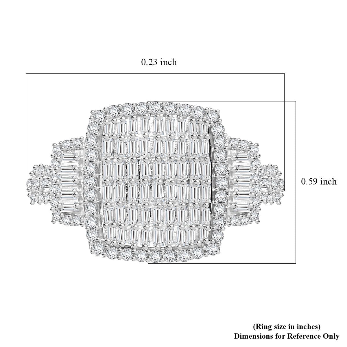 White Diamond 1.00 ctw Radiant Tapestry Ring in Platinum Over Sterling Silver (Size 7.0) image number 5