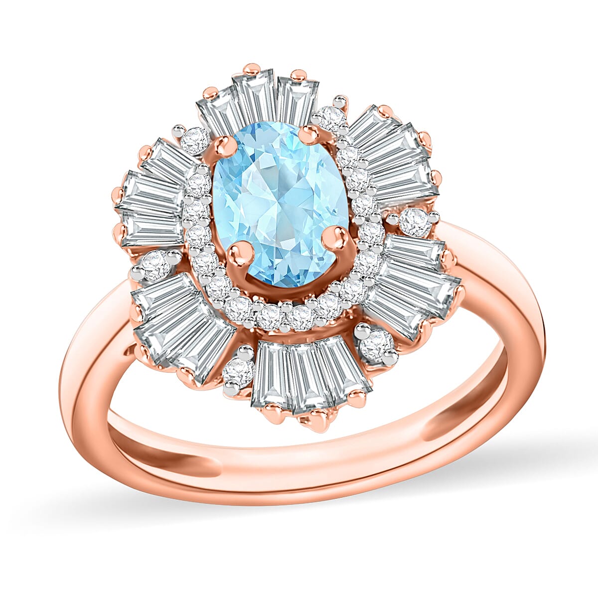 ⚜️ma-ro⚜️ Buy Mangoro Aquamarine and White Zircon 2.90 ctw Ring in 18K