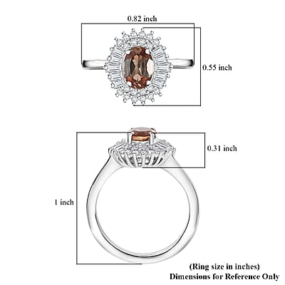 D'Joy Premium Jenipapo Andalusite and Moissanite 1.25 ctw Winter Sky Halo Ring in Rhodium Over Sterling Silver (Size 10.0)