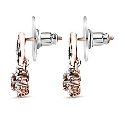 D'Joy Jenipapo Andalusite and White Zircon 0.80 ctw Sunburst Earrings in 18K Vermeil Rose Gold Over Sterling Silver