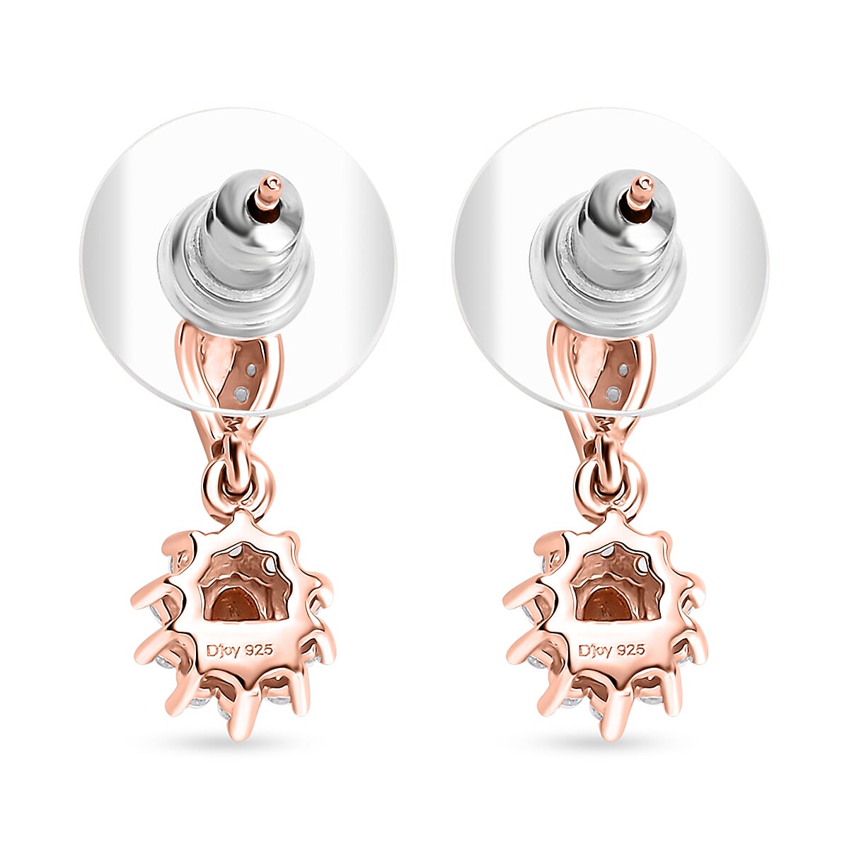 D'Joy Jenipapo Andalusite and White Zircon 0.80 ctw Sunburst Earrings in 18K Vermeil Rose Gold Over Sterling Silver