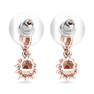 D'Joy Jenipapo Andalusite and White Zircon 0.80 ctw Sunburst Earrings in 18K Vermeil Rose Gold Over Sterling Silver