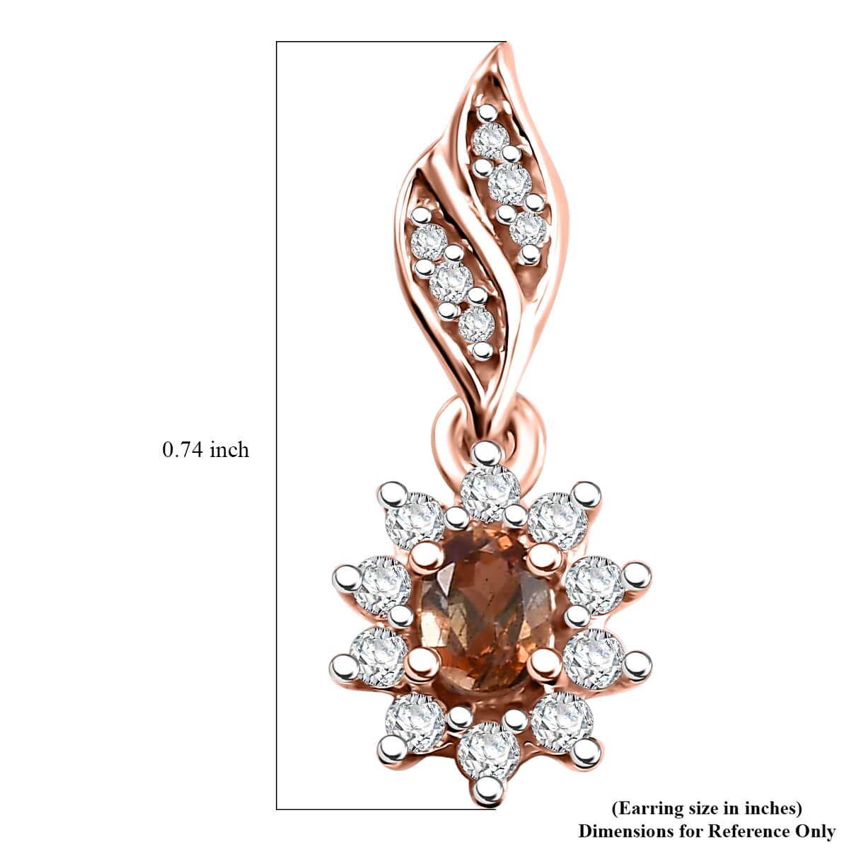 Jenipapo Andalusite and White Zircon 0.80 ctw Sunburst Earrings in 18K Vermeil Rose Gold Over Sterling Silver image number 5