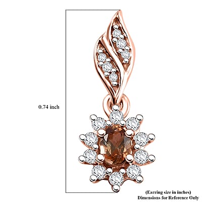 D'Joy Jenipapo Andalusite and White Zircon 0.80 ctw Sunburst Earrings in 18K Vermeil Rose Gold Over Sterling Silver