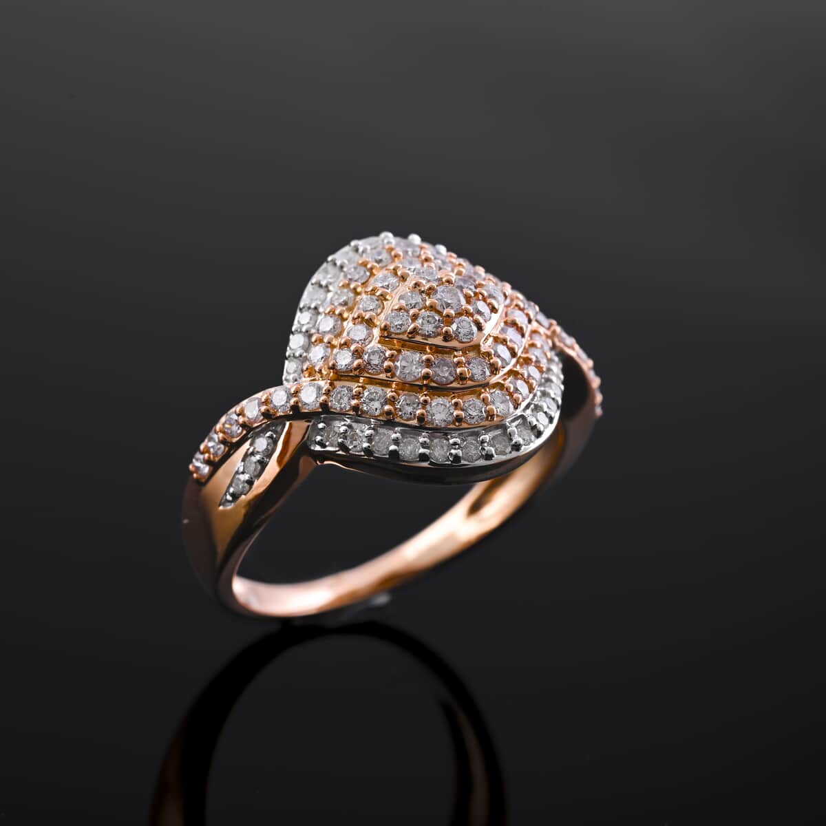 Doorbuster Natural Pink and White Diamond (I3) Ring in Vermeil RG Over Sterling Silver (Size 9.0) 1.00 ctw image number 1