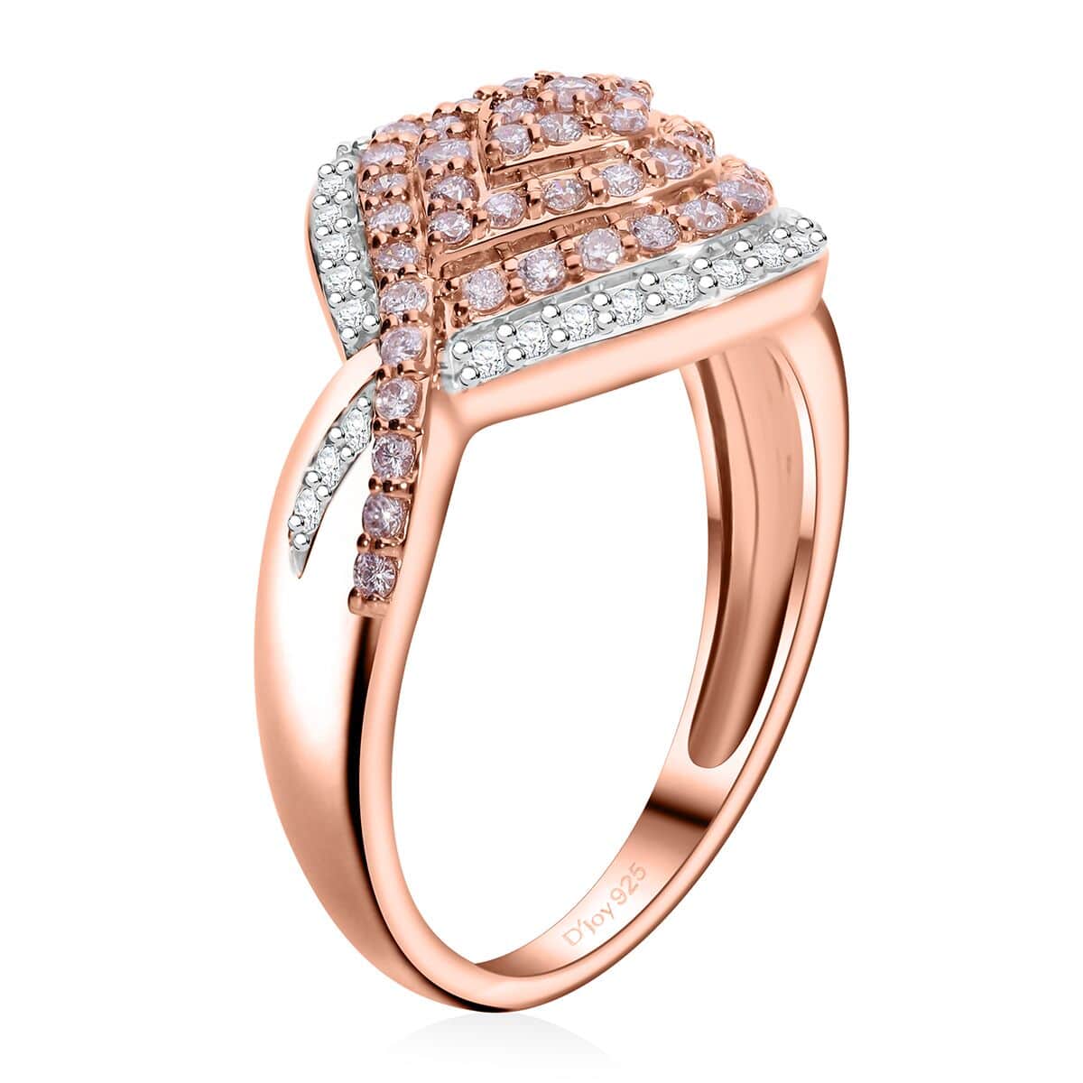 Doorbuster Natural Pink and White Diamond (I3) Ring in Vermeil RG Over Sterling Silver (Size 9.0) 1.00 ctw image number 3